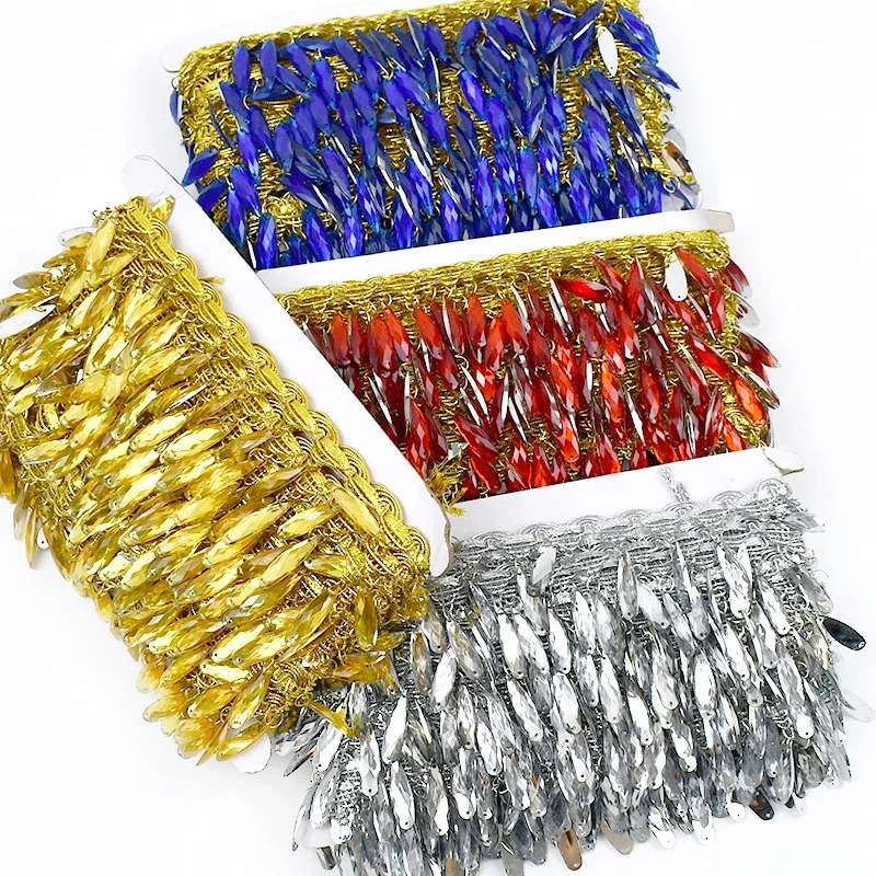 10Yards Meetee 4cm Rhinestone Fringe Tassel Lace Trim for Sewing Dance Dress Curtain Ribbons Headwear Decor Tassels Accessories