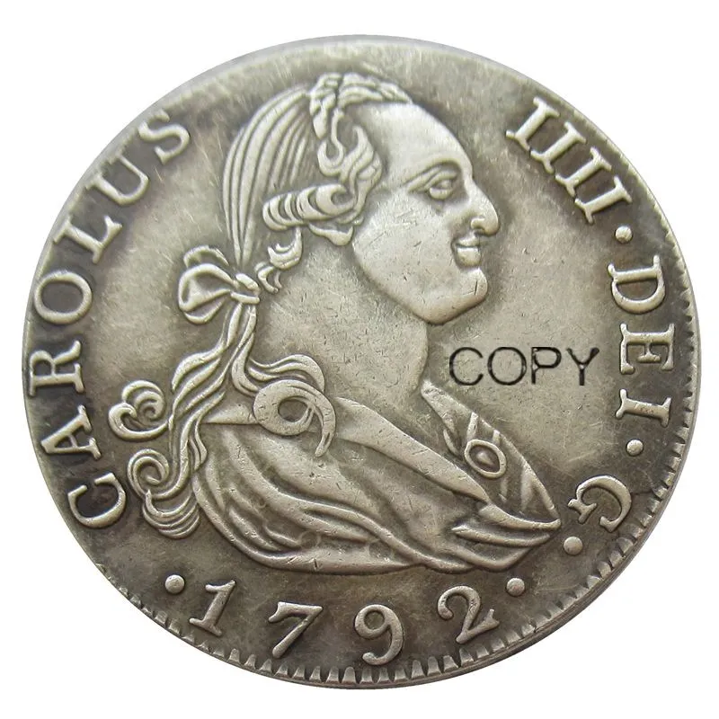 

Испания 4 рейлс-Карлос IV 1792 кэролюс иiii. Дешил. Г. Посеребренные копировальные монеты
