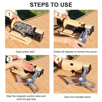 WESTTUNE Camping Gas Stove 2670W Portable Folding Cassette Gas Burner Outdoor Picnic Travel Cooking Grill Cooker Heating System 6