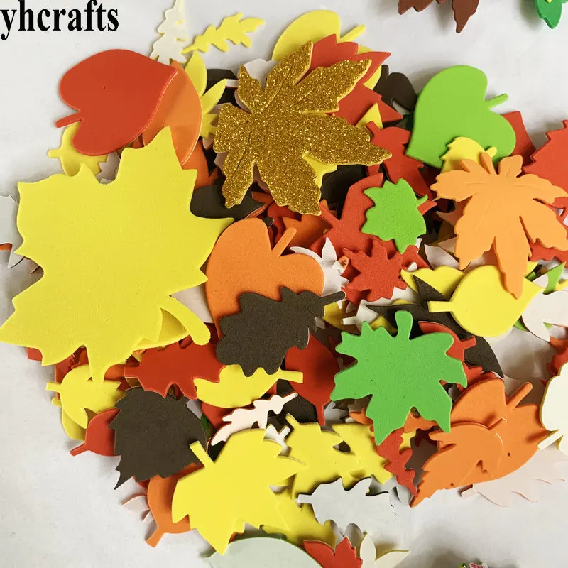 Freeshipping 500pcs Glitter Autumn Leaves Foam Stickers Thanksgiving Day  Crafts Activity Items Harvest Wholesale - Sticker - AliExpress