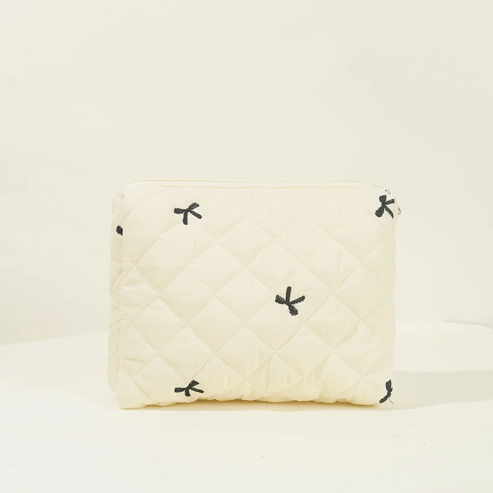 4 Pcs Makeup Bag Embroidered Bow Women Travel Cosmetic Bag Cute Kawaii Cosmetic Pouch for Travel Shopping