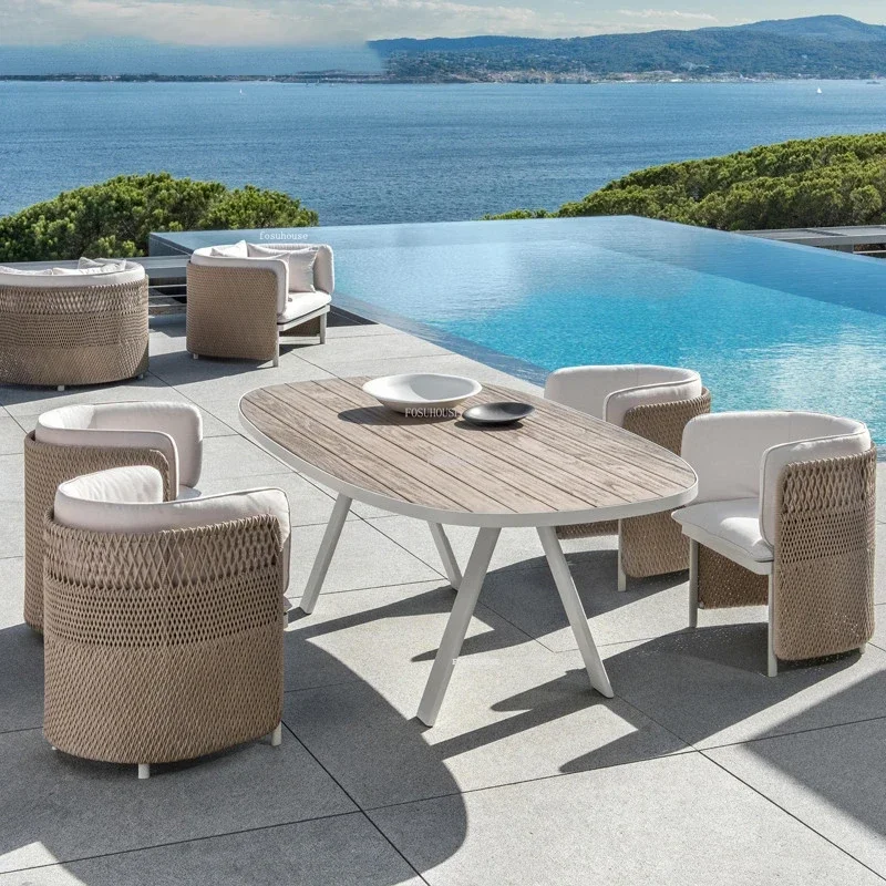 Home Outdoor Furniture Nordic Rattan Outdoor Garden Sofas Leisure Living Room Sofa Sunscreen Waterproof Balcony Garden Sofa Sets