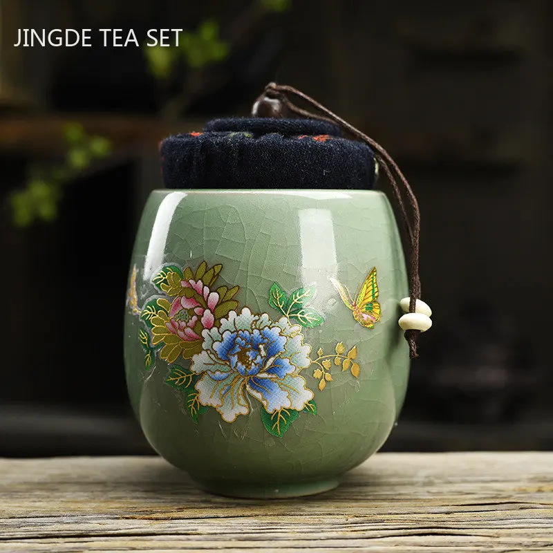 Portable Ceramic Tea Caddy Household Sealed Tieguanyin Storage Tank Travel Tea Boxes Jar Coffee Spice Candy Containers airtight container,ceramic storage jar,tea canister,tea tin box