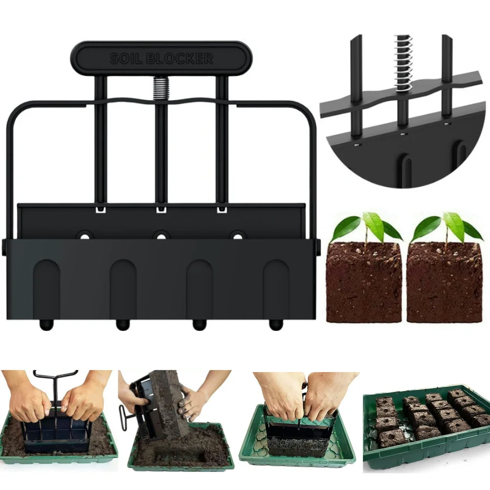 

Инструмент для изготовления блоков почвы с 4 ячейками и нескользящей ручкой, ручной инструмент для изготовления блоков почвы, эргономичный инструмент для создания кубиков почвы в саду