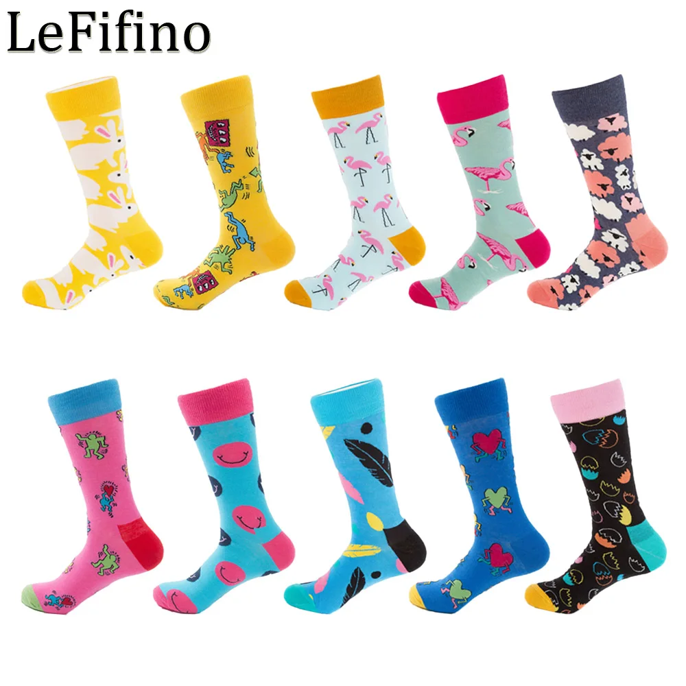 

Women's Socks Cotton Cartoon Flamingo Cactus Fashion Socks Medium Long Tube Art Retro Youth Banana Funny Printing Lovers Socks