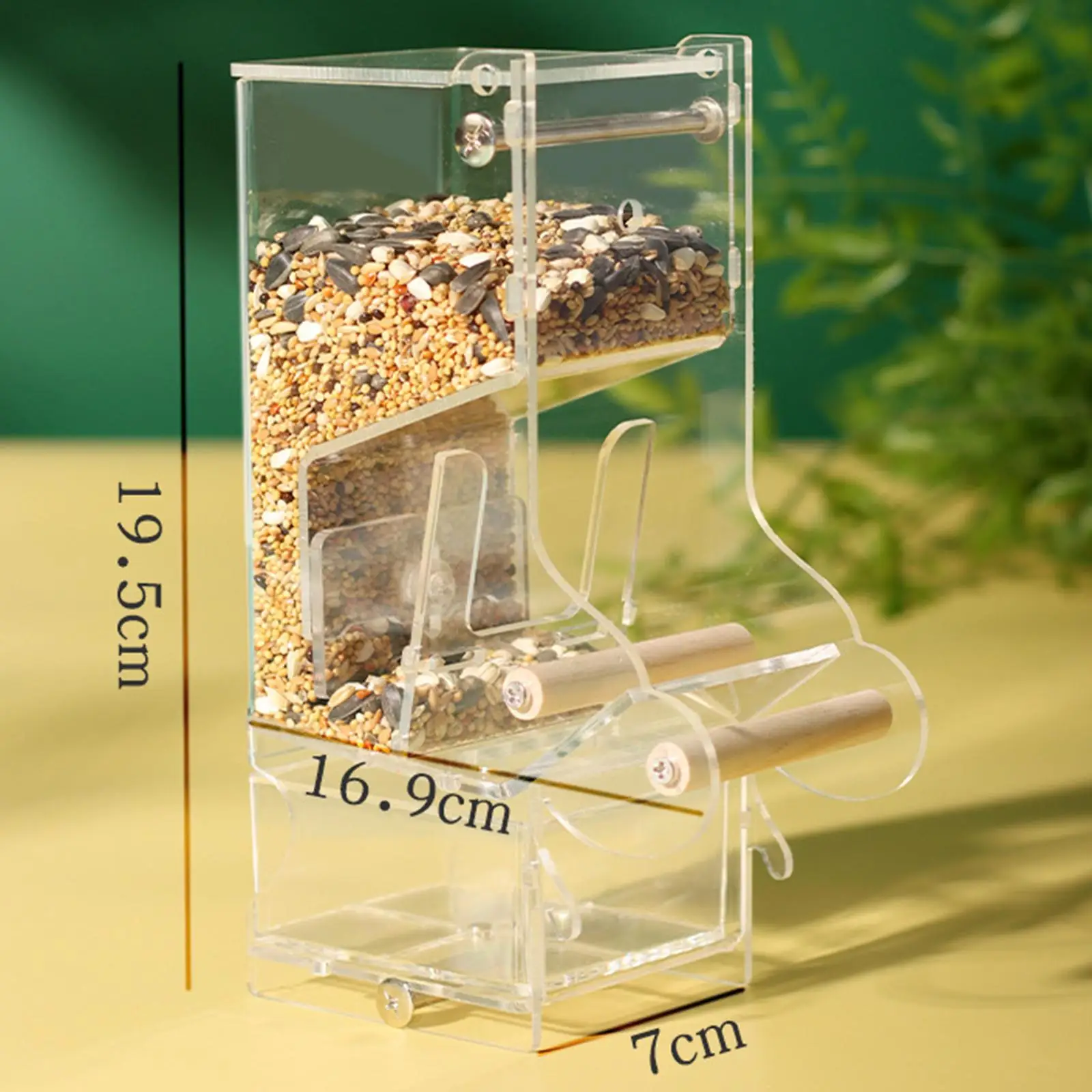 No Mess Bird Feeder Cage Hanging Clean Food Dish with Perch Parrot Feeder for Lovebirds Parakeet Canaries Cockatoo Conure
