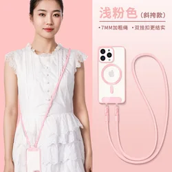 Adjustable Double Buckle Lanyard with Crossbody Strap and Wrist Cord - Polyester / Nylon (Pink)