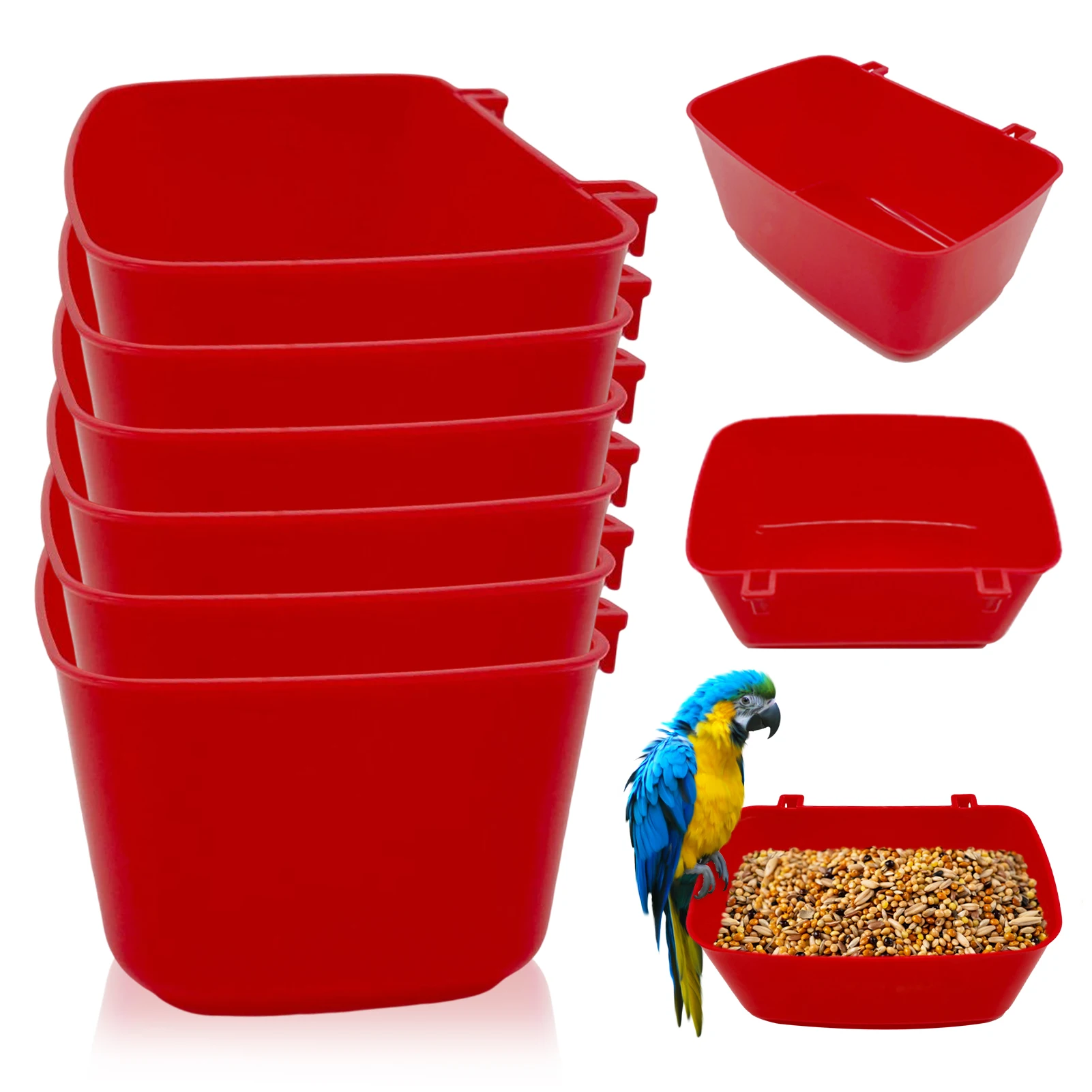 Feeder Waterer Chicken Puppy Cat With Hooks Plastic Watering Container Feeding Bowls Cage Cups 6pcs pet water feeder