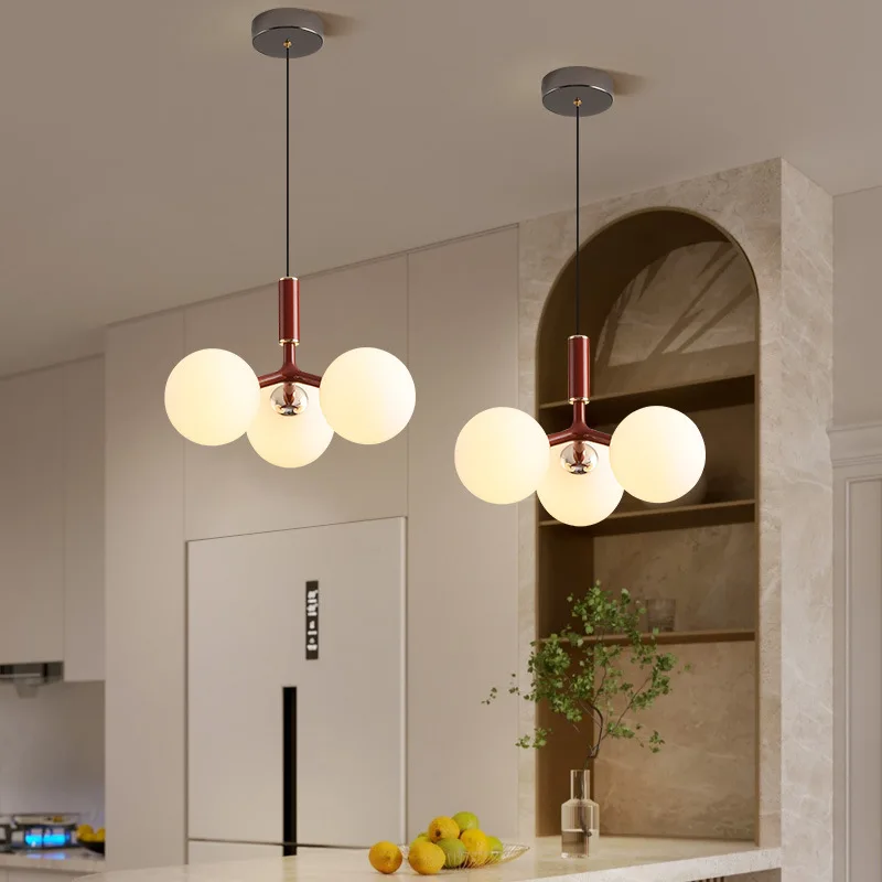 

Nordic White Glass Pendant Lamp For Restaurant Kitchen Bedside Lighting G9 Bulb With White Green Yellow Gray Metal Drop Shipping