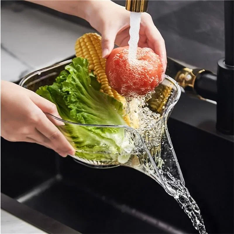 

Clear Household Washing Drain Basket Multi-functional Vegetable Basin Bowl Kitchen Washing Fruit Plate Gadget Accessories