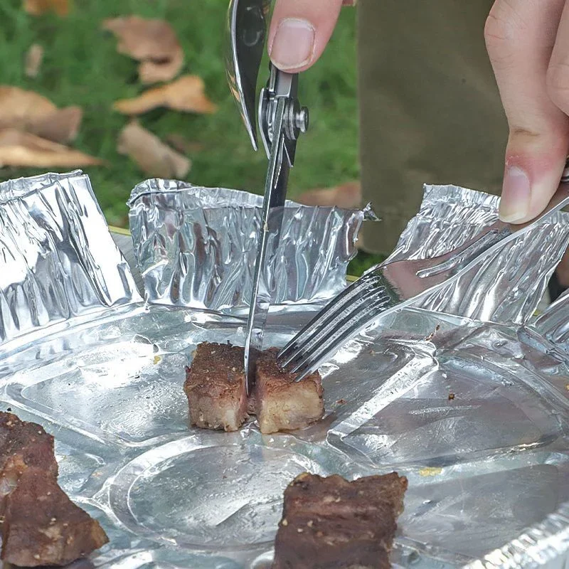 Camping Cutlery Portable Tableware Camping Cookware Portable Cutlery Titanium Tableware Multifunctional EDC folding outdoor tableware camping portable meal knife fork spoon bottle outdoor camping cookware titanium