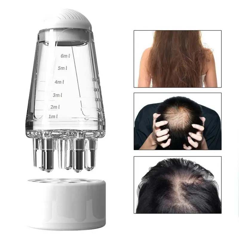 Scalp applicator hair growth fluid minoxidil 1-6ml essence with ball massage head drug delivery smear liquid guide comb