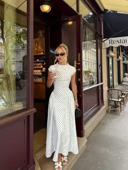 Women New Long Dresses Summer Elegant Upgraded Version Casual Polka Dots Party Dress Graceful Holiday Casual Slim Female Dresses 1