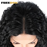 FREEDOM Synthetic Lace Front Wigs Long Curly Wig 30 inch Omber Red Blonde Lace Wigs For Black Women Heat Resistant Cosplay Wigs 4