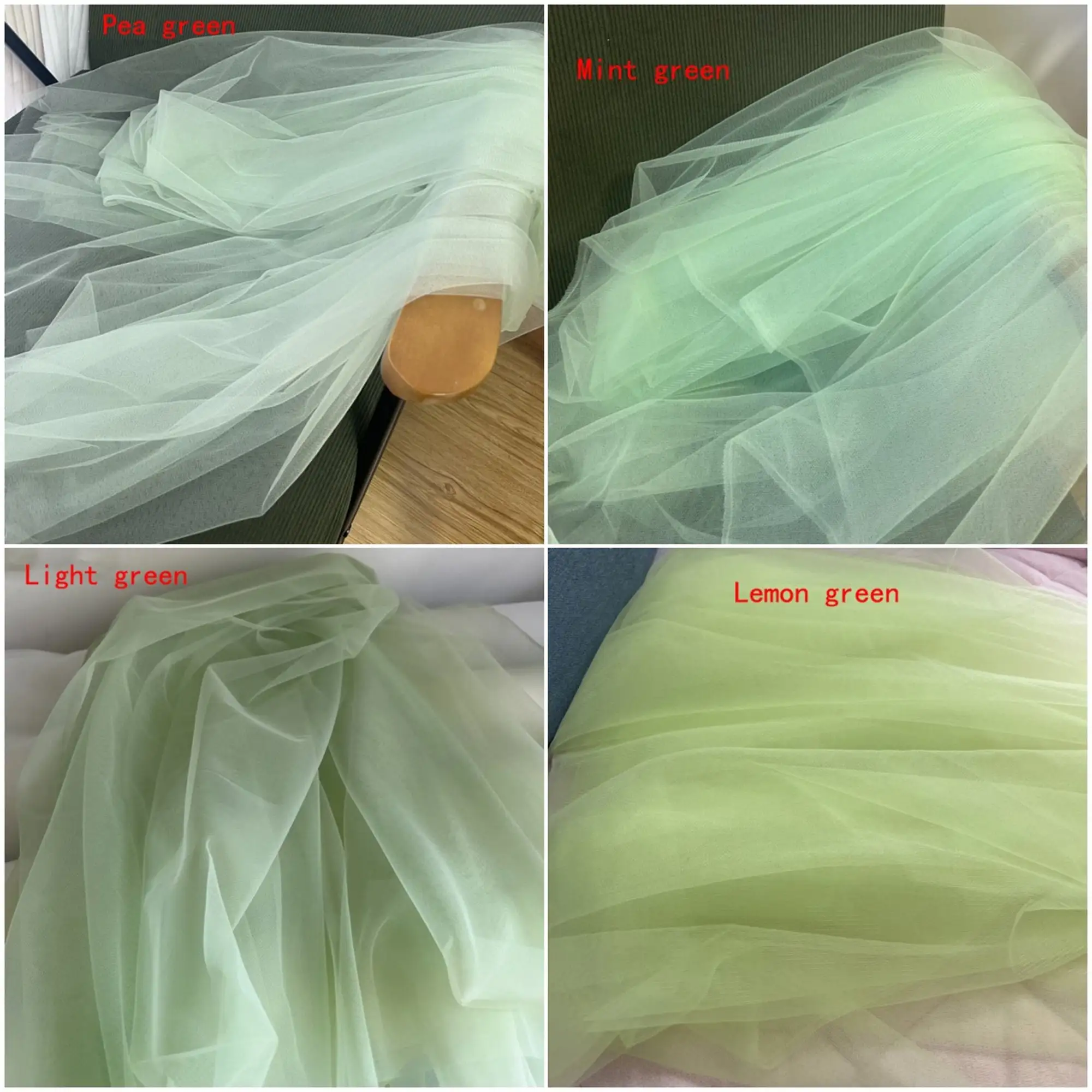Versatile Green Soft Tulle Fabric for Elegant Decorations & Apparel