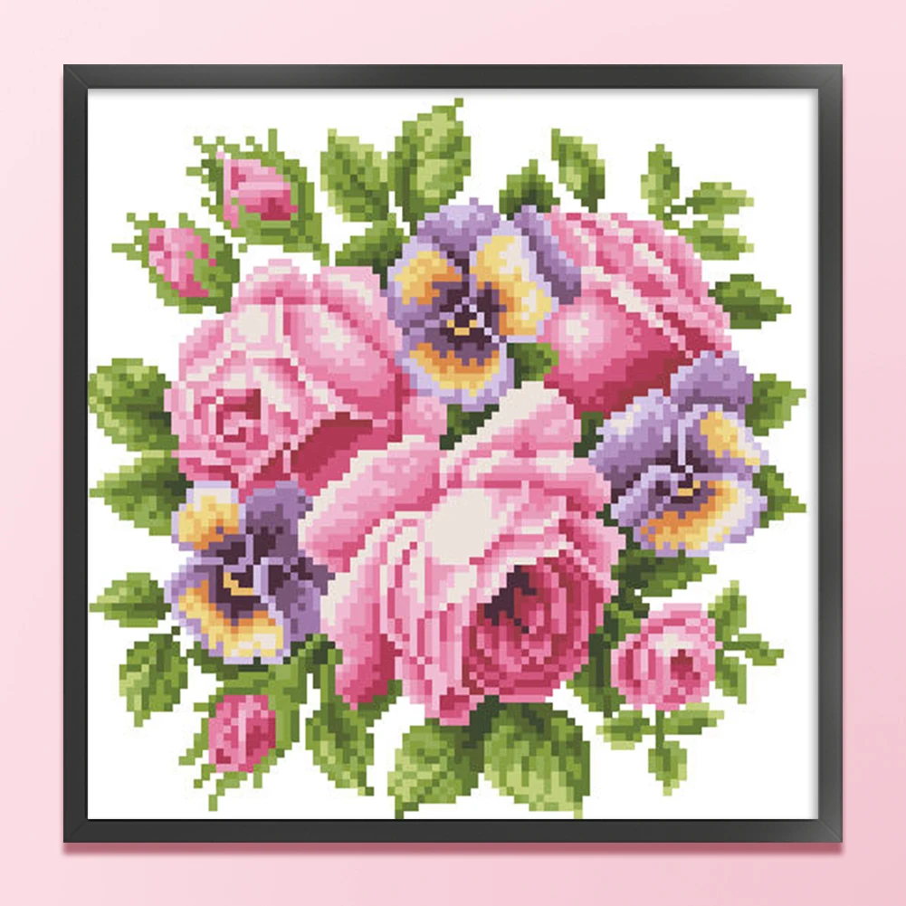 Partial Embroidery Beads Printed 9CT Flower Cross Stitch Kit Bead Embroidery Wall Hanging for New Year Gift