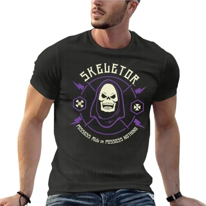 Skeletor In Castle Grey Skull Tshirt Oversize Summer Men Clothes Manica Corta Streetwear Large Size Top Tee