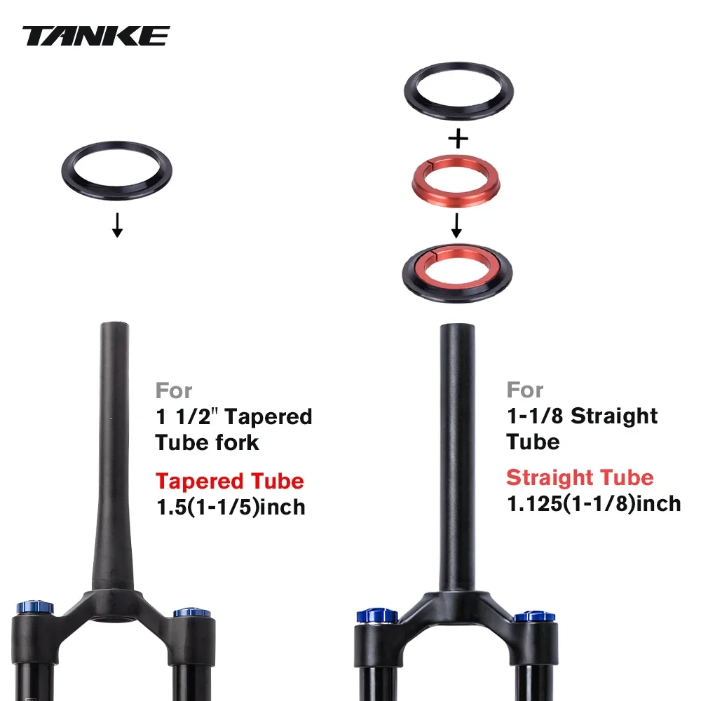 TANKE-MTB Mountain Bike Bowl Group Aluminum Alloy Headset Tapered Straight Fork Bearing 44-44mm/52/55/56mm 11/8 ",11/2",28.6mm