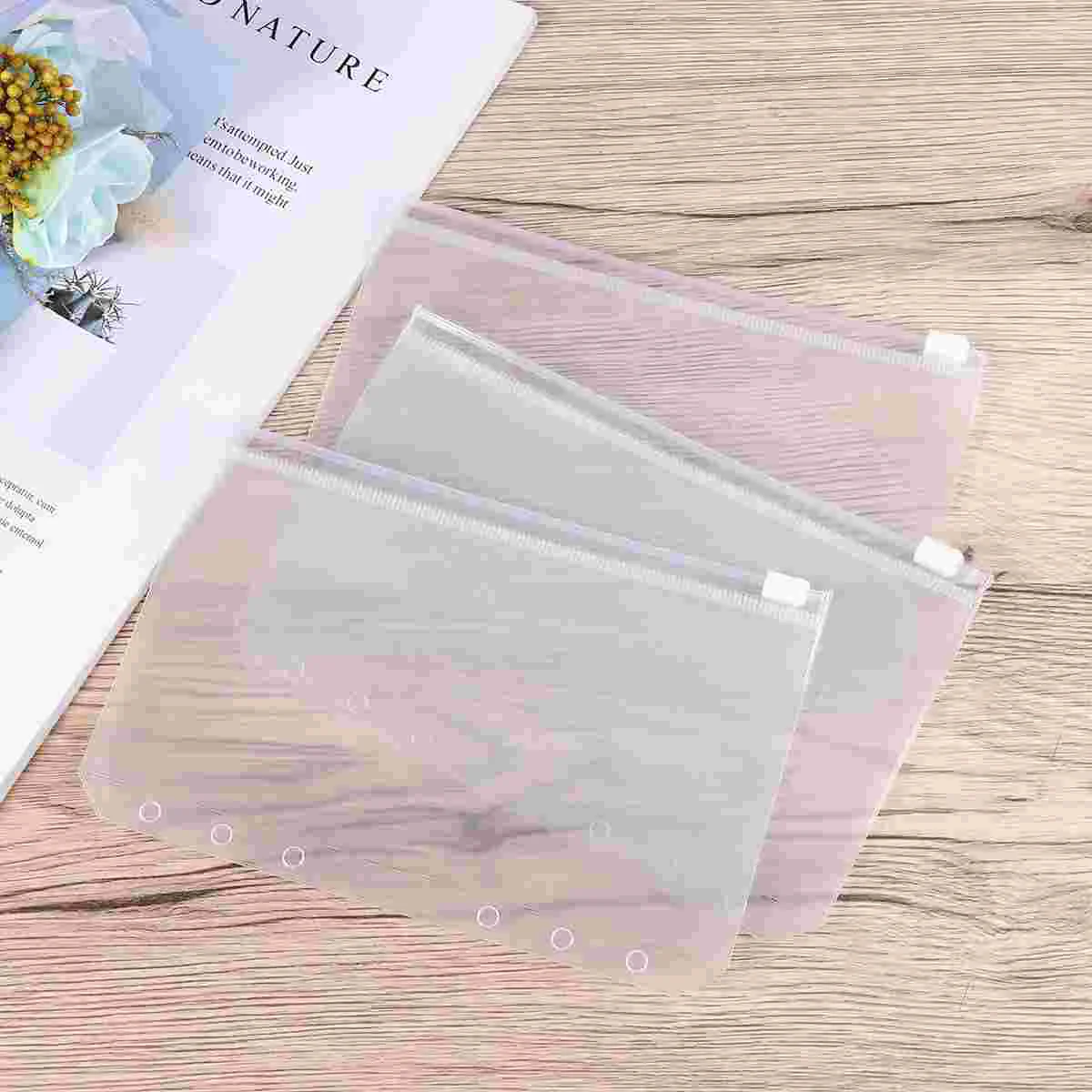 

30PCS Zipper Paper Storage Bag Transparent Business Side Pocket Loose-leaf Case