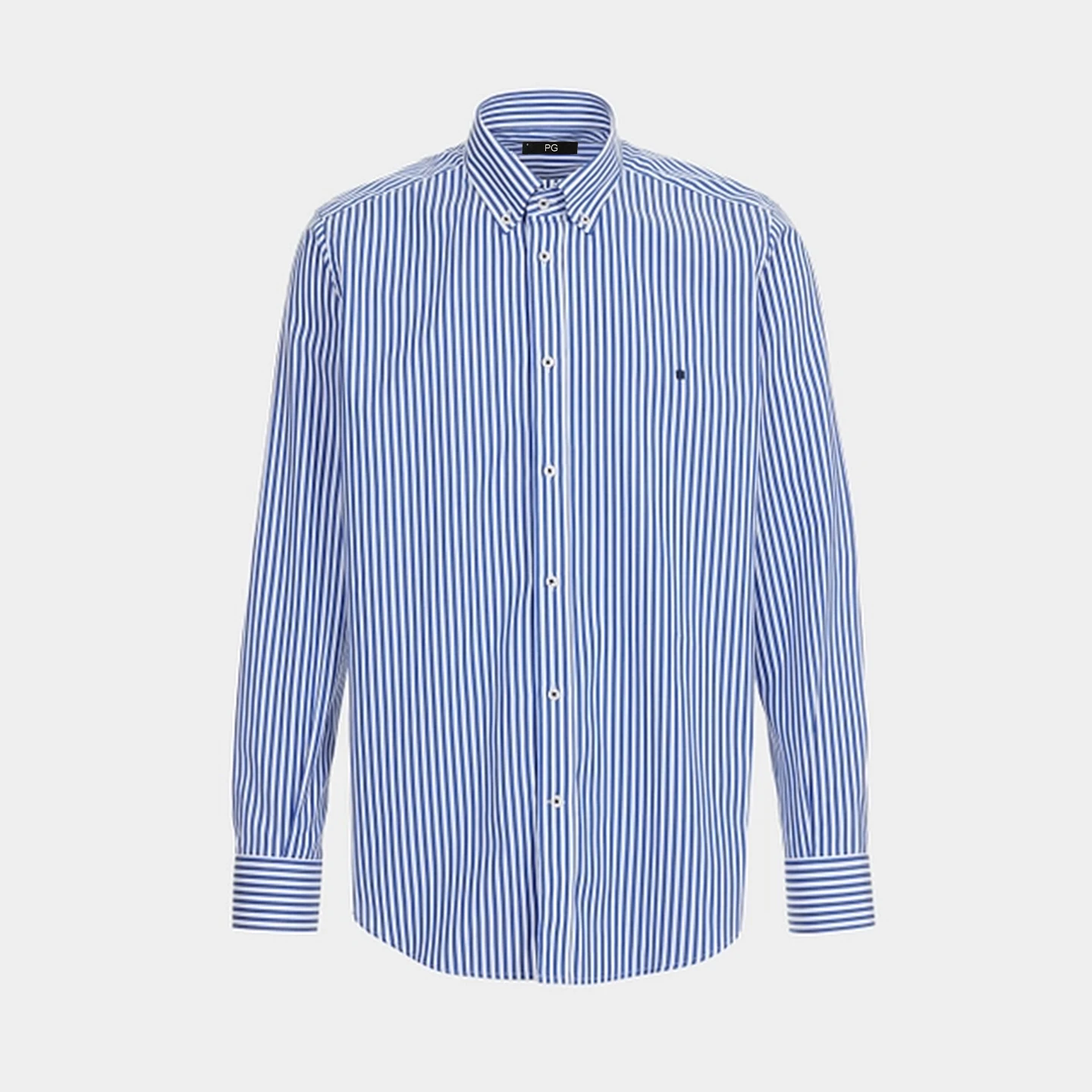 PG Men's Vertical Striped Button-Down Shirt, Regular Fit Long Sleeve Business Casual Cotton Dress Shirt for Work Office