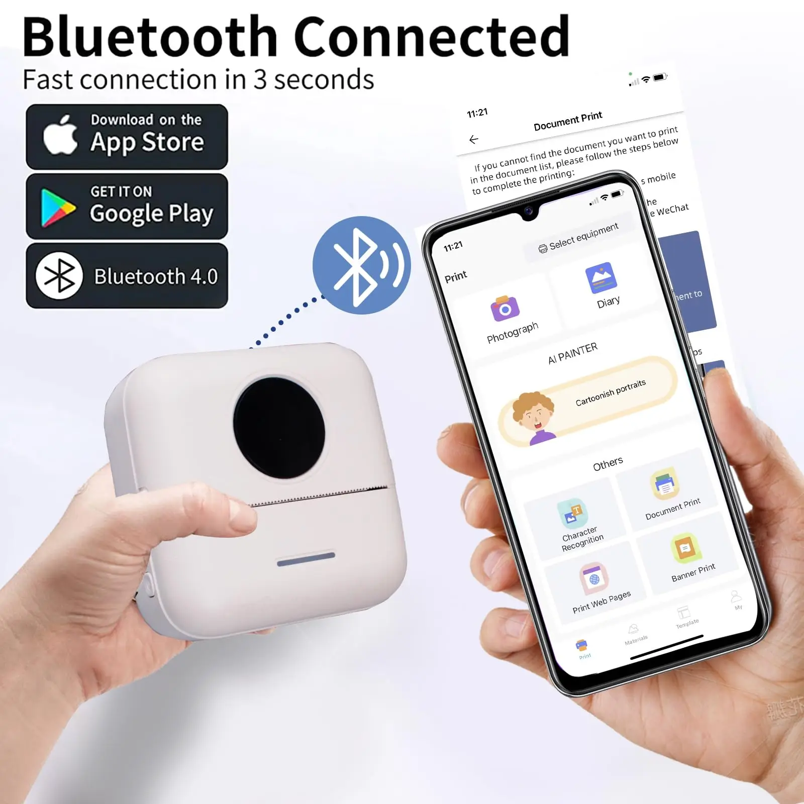 [Mini Portable Printer] Mini Portable Thermal Printer | 13 Rolls | Print Pictures, Photos, Labels, Text, To-Do Lists | 57*25mm