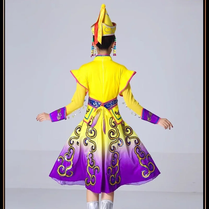 New Chinese traditional Mongolian dance costume adult female square dance long dress national Inner Mongolia performance costume