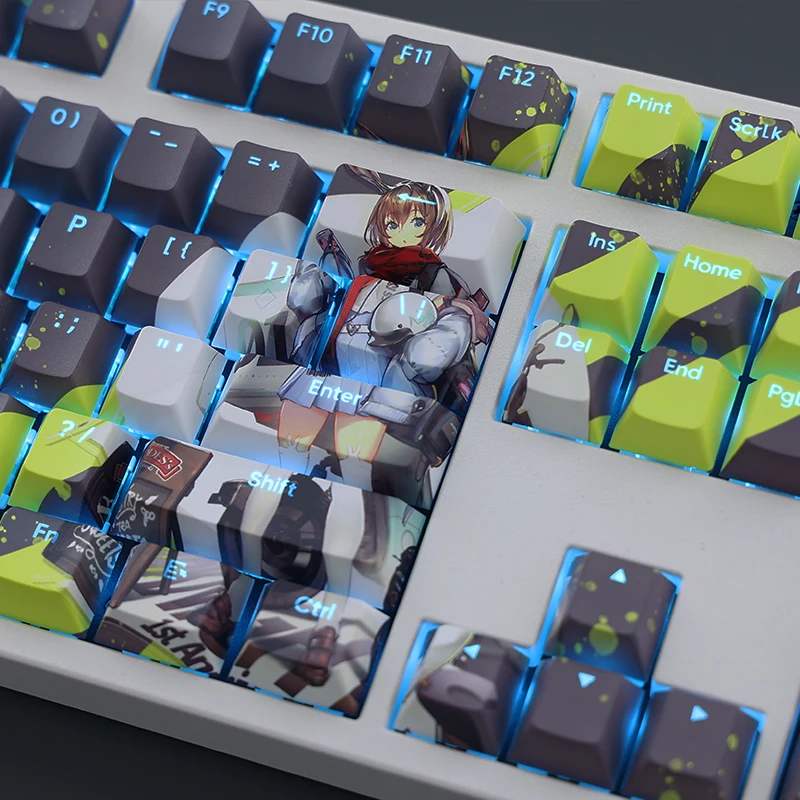 Arknights Amiya Cartoon Anime Gaming Key Caps Pbt Dye-subbed Keycaps Teclado Retroiluminado para Ansi 61 87 104 108 Conjunto de Teclas - Imagem 3