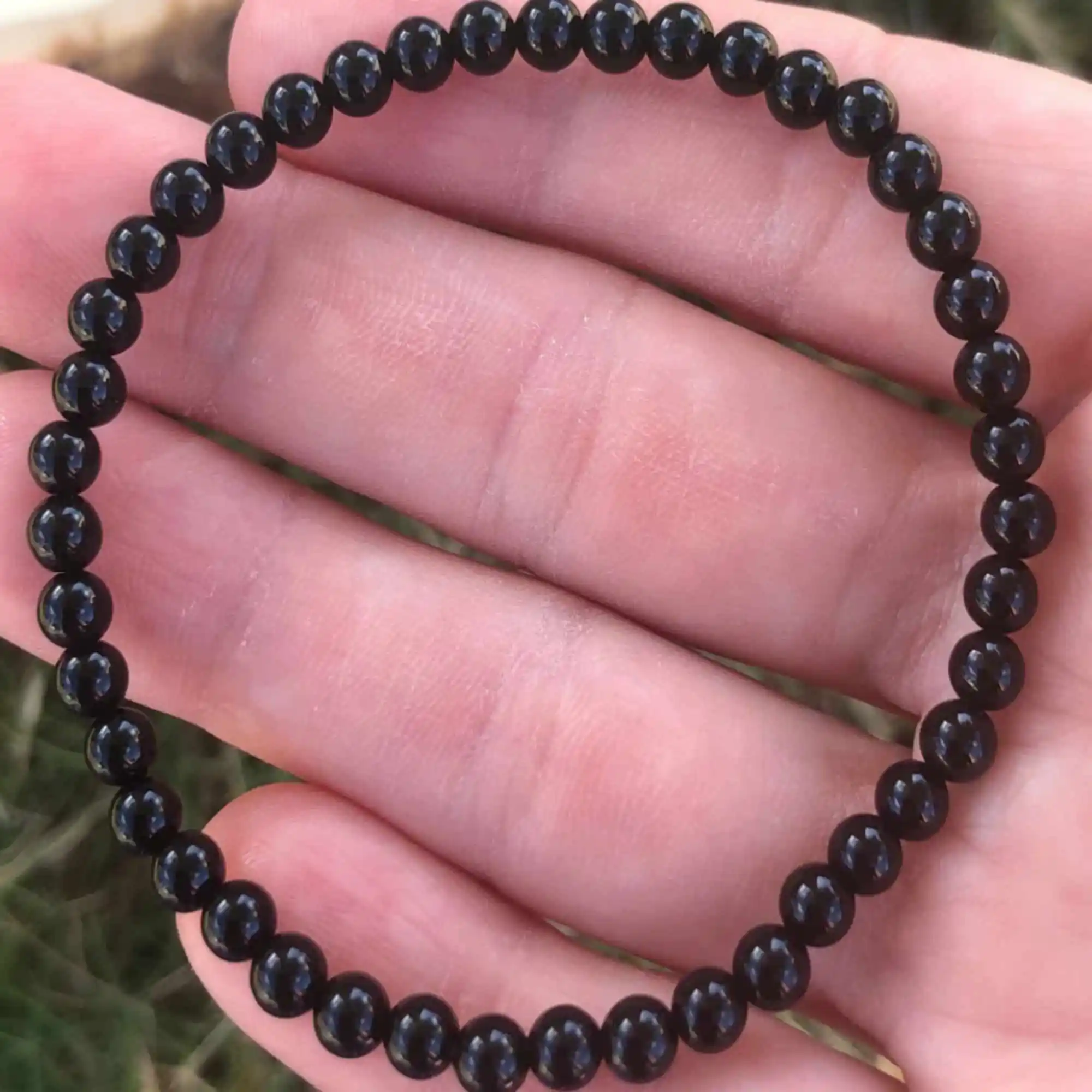 

4mm Natural round black agate gemstone stretch beads Bracelet Meditation All Saints' Day Yoga National Style Elegant Relief
