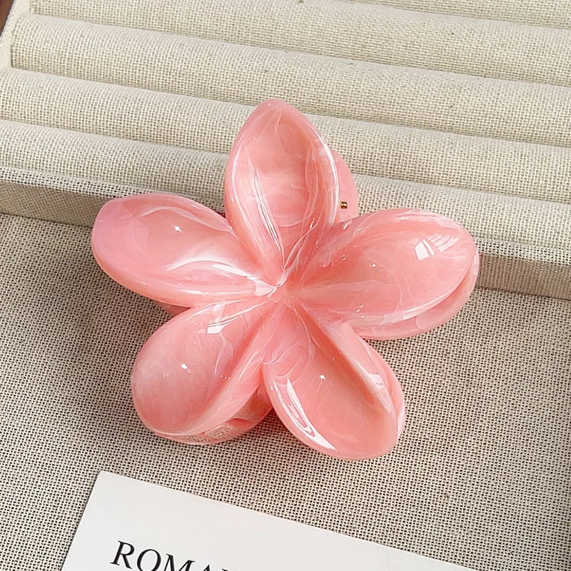 Elegante Blumen-Haarspange, Krabbe, 8 cm, große Kunststoff-Haarklammern für Frauen, Haarspange, niedlicher Strand-Haarschmuck, hawaiianische Haarspange – Detail 11