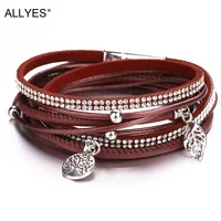 ALLYES Tree of Life  Bracelets for Women Fashion Boho Fashion Multilayer Leather Wrap Bracelets & Bangles Female Jewelry