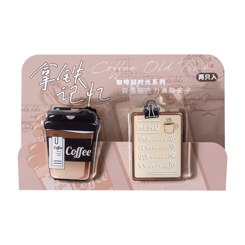 Storage Clip Ins Acrylic Adhesive Small Clip Coffee Note Clip Bill Storage 2pcs