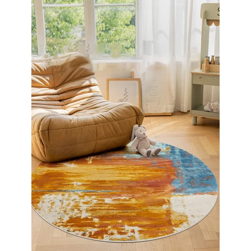 Round Living Room Carpet Retro Abstract Minimalist Art Bedroom Rug Creative Design Home Decoration Cloakroom Mats 러그 Tapis Ковер