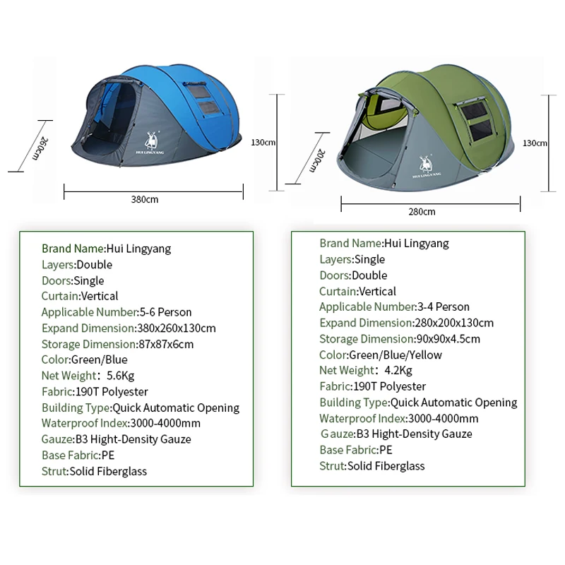 Throw Pop Up Tent 4-6 Person Outdoor Automatic Tents Double Layers Large Family Tent Waterproof Camping Hiking camping tent portable tent