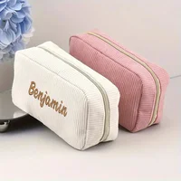 Personalized New Simple Corduroy Handy Clutch Bag Custom Embroidery Large Capacity Makeup Bag Travel Storage Gift Bag Logo 1