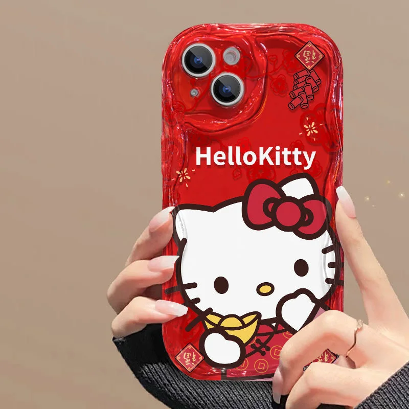HELLO KITTY スマホケース レッド Sanrio Hello Kitty New Year IPhone13 Case Cute Cartoon
