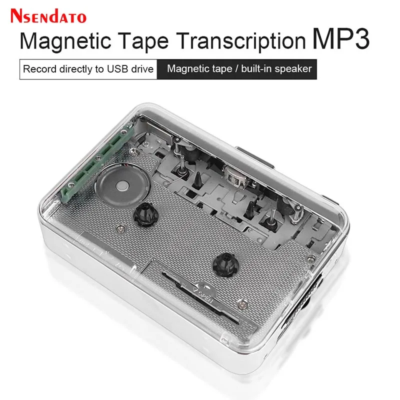 Transparent USB Cassette Player and Tape to mp3 Converter USB Cassette Tape Music Audio Player With Speaker For USB Flash disk