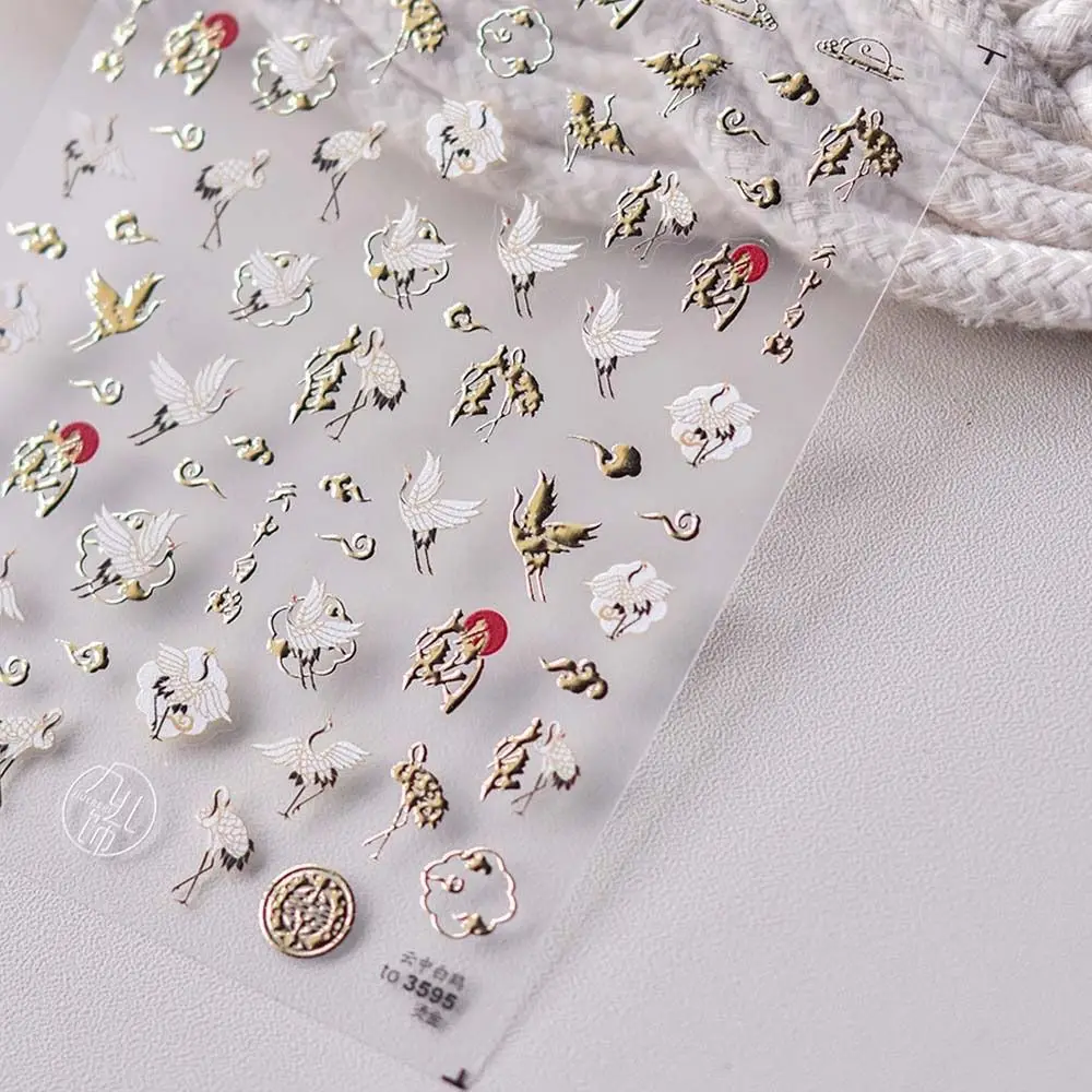 Phoenix Dragon Nail Stickers Shell Light Stickers Pavone Swan Decalcomanie Per Unghie Oro Argento Abbronzante Decorazioni Per Unghie Pavone Ragazze