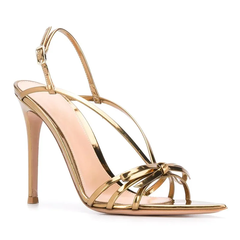 

Gold Pointed Toe Buckle Strap Women Sandals Female Pumps Summer High Heel Slingback Casual Shoes Elegant Zapatos Mujer
