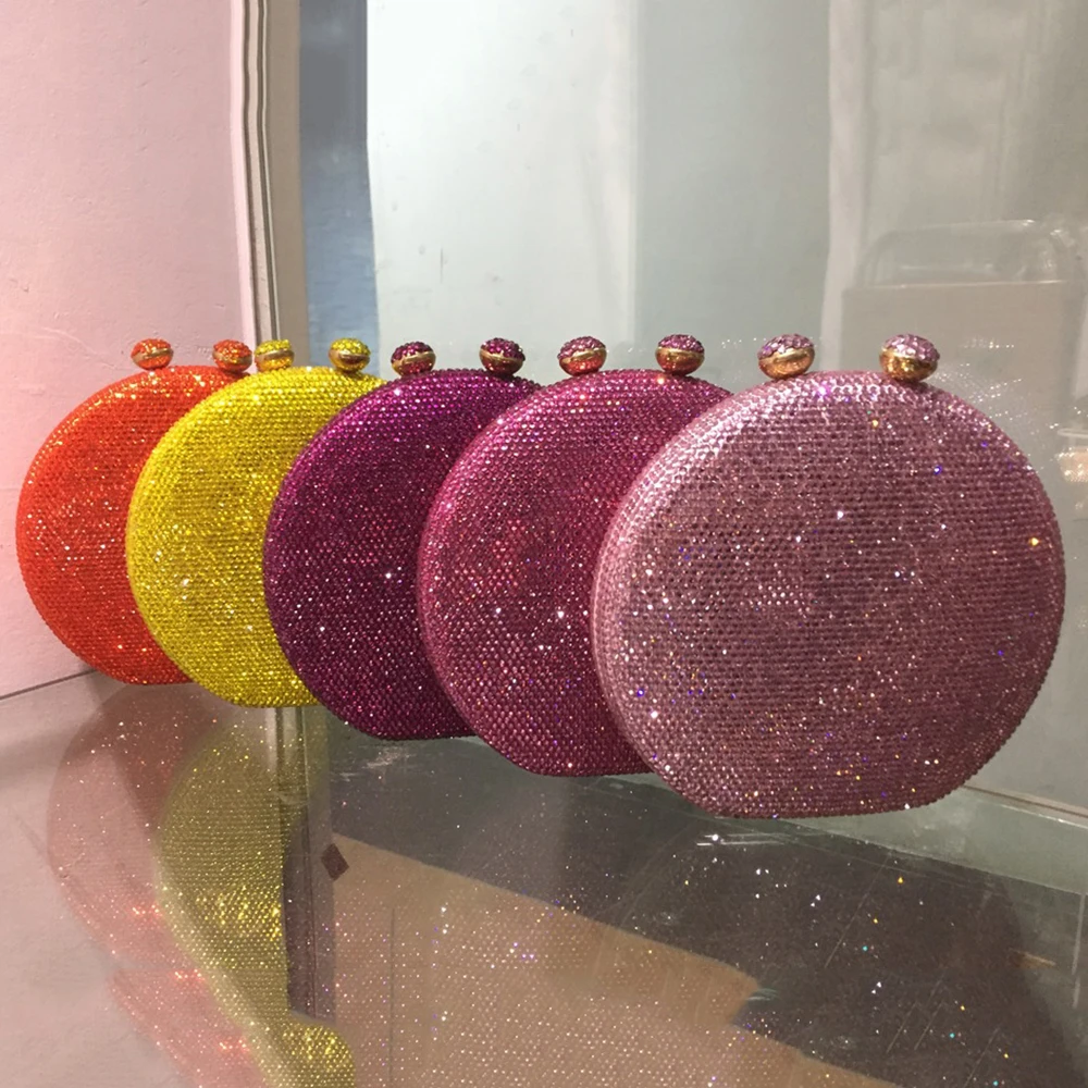 

Elegant Champagne Diamond Wedding Bridal Clutches New Fashion Women’s Crystal Evening Phone Wallets Luxury Lady Dinner Bags
