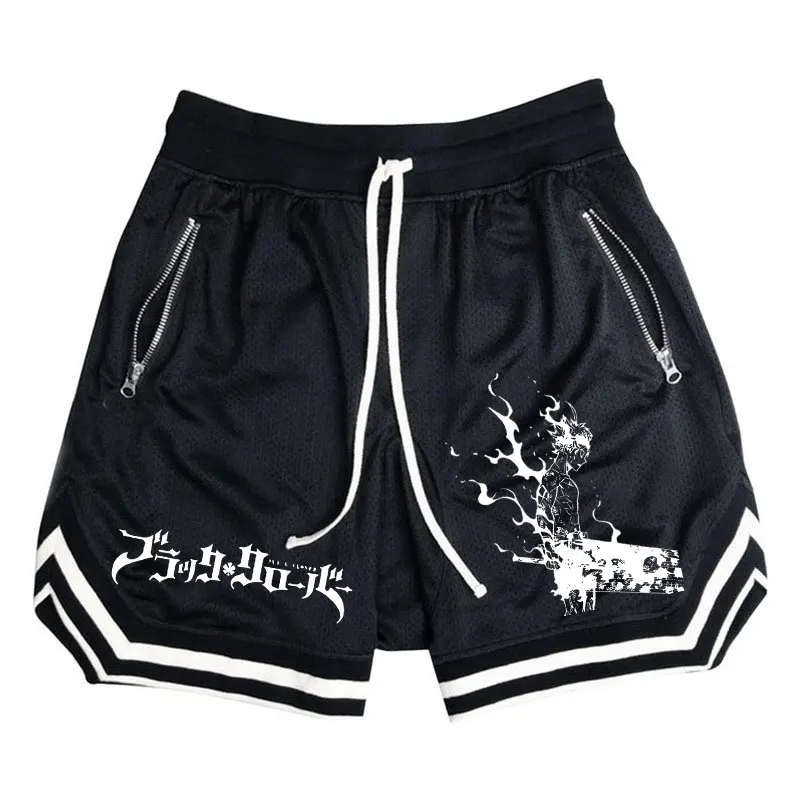 Pantalones Cortos De Gimnasio De Anime Hanma Baki Negros Para Hombres 2 En 1 De Malla De Secado Rapi Casa De Los Tesoros