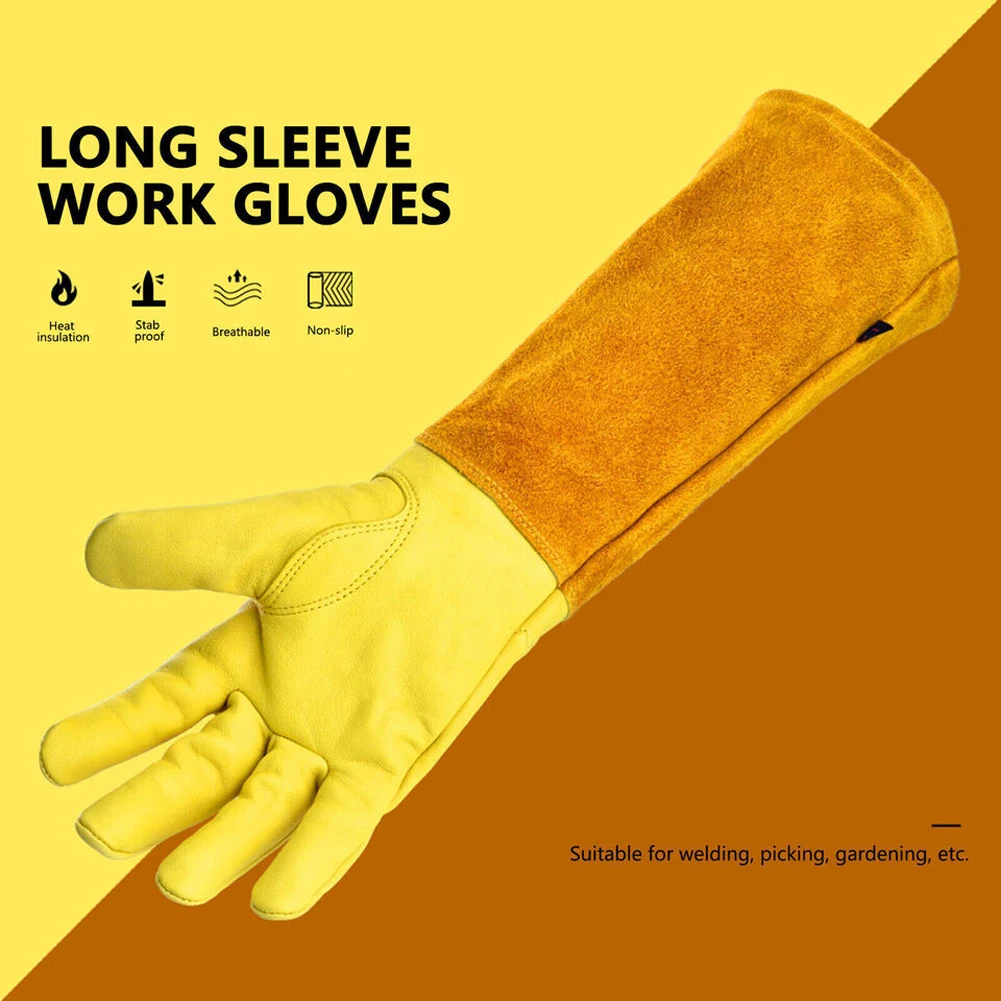 1 Pair Long Thorn Proof Working Mitten Breathable Leather Floral Gauntlet Labor Protection Long Elbow Gloves Best Garden Gift 5
