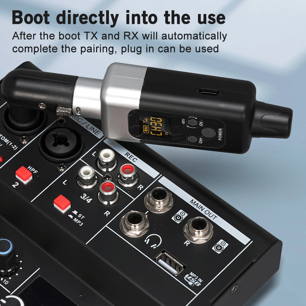 48V/0V UHF Wireless Microphone Converter XLR Transmitter and Receiver Microphone Wireless System for All Kind Microphone