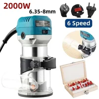 800W/2000W Electric Trimmer Router Woodworking  Laminate Engraving Slotting Trimmer with 15 Router Bits for Woodworking 1