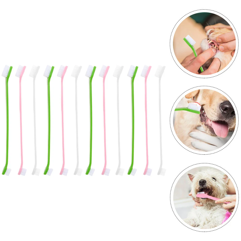 

12pcs Portable Tooth Pet Toothbrushes with Dual-Head Dog Toothbrushes Pet Dog Supplies