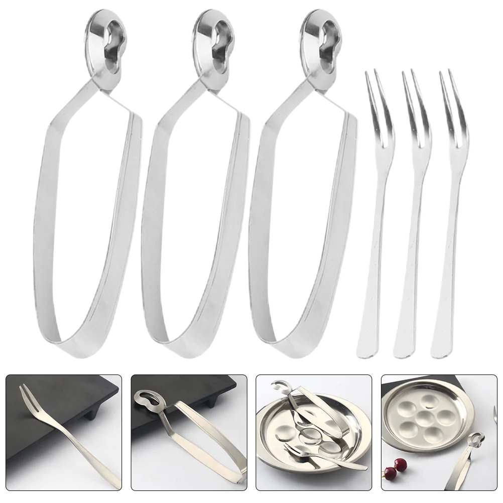 Stainless Steel Snail Tong Fork Set Kitchen Utensils Escargot Dining Tools Seafood Clip Practical Tongs Snail Forks 6Pcs