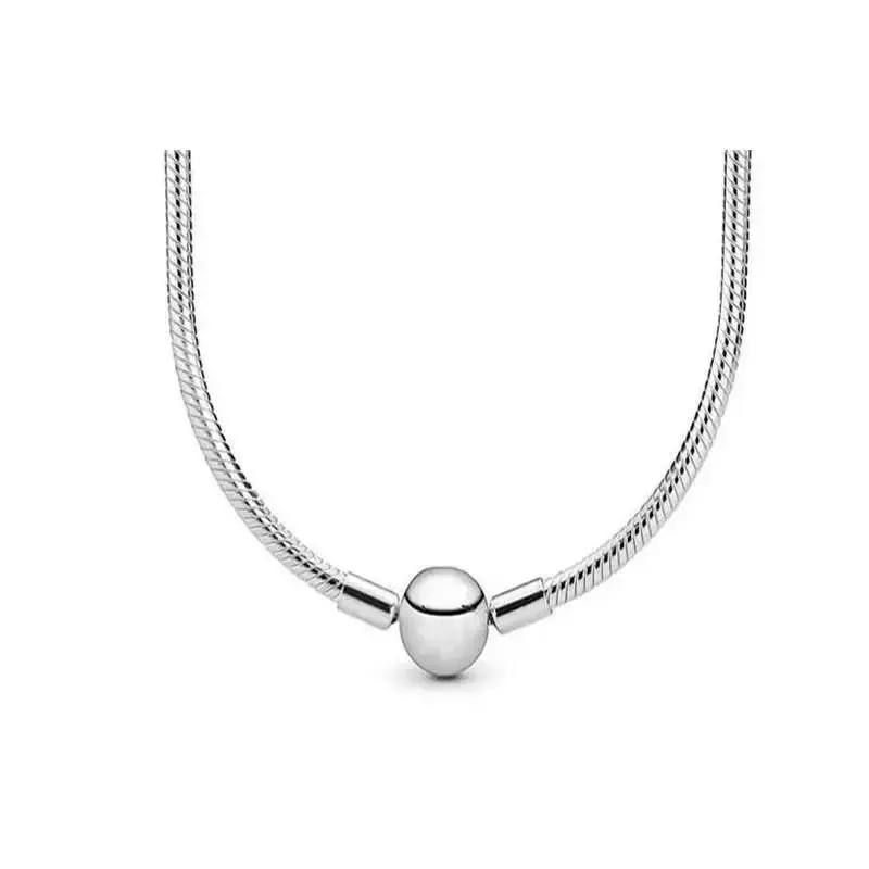New Women's Boutique Jewelry 925 Sterling Silver Original Logo Moments Snake Necklace DIY Jewelry Women's High Quality Gift