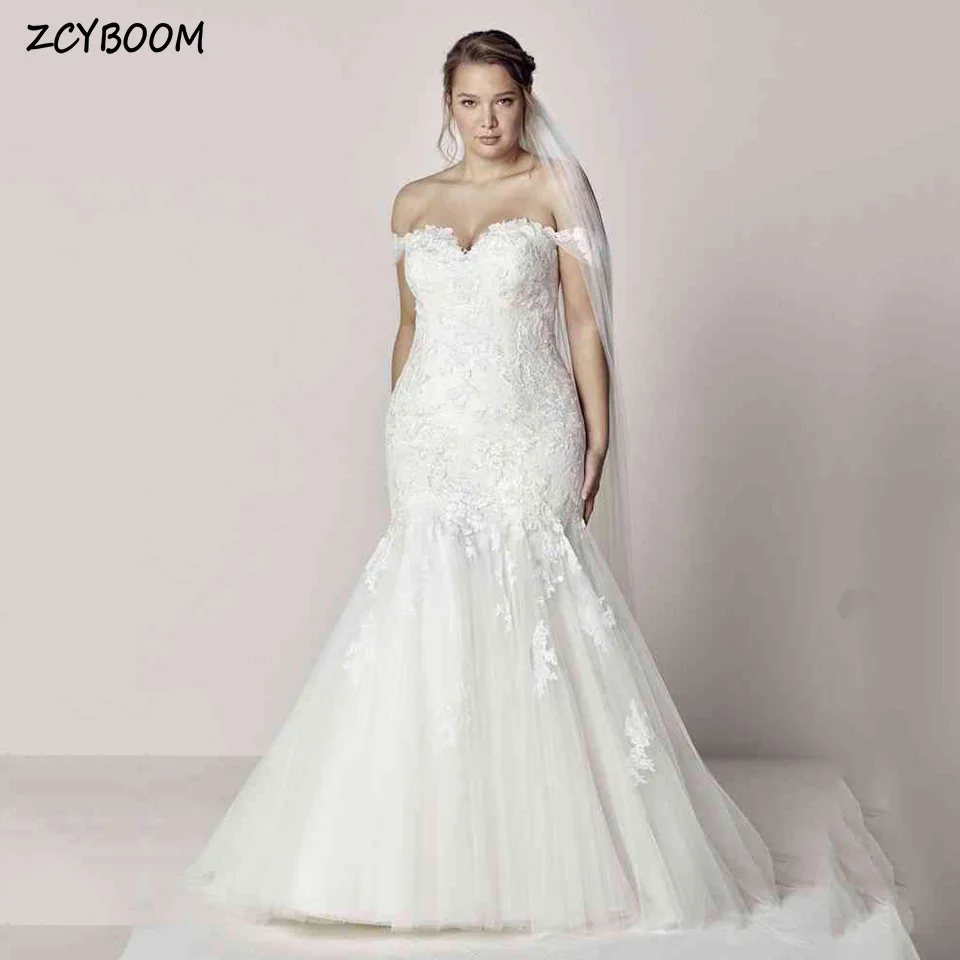 

Elegant Sweetheart Lace Appliques Off The Shoulder White Wedding Dress 2024 Mermaid Floor Length Pretty For Women Bridal Gown
