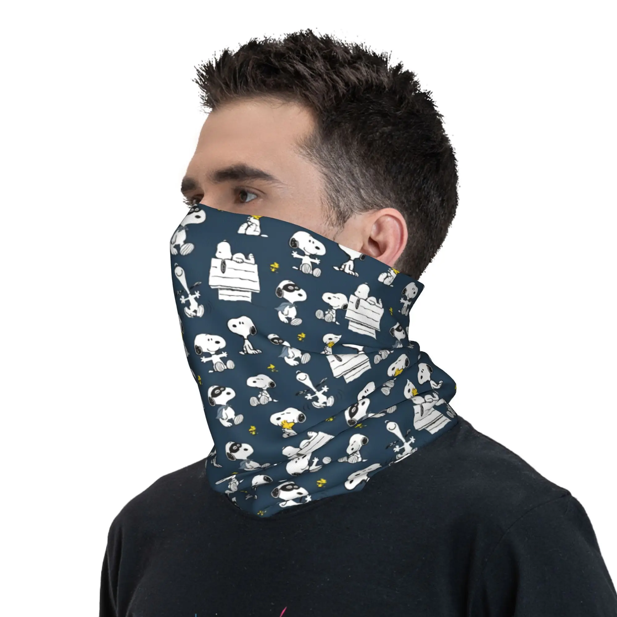Bandana Custom S-Snoopys Cartoon Pattern Winter Neck Warmer Men Windproof Wrap Face Scarf for Hiking Gaiter Headband