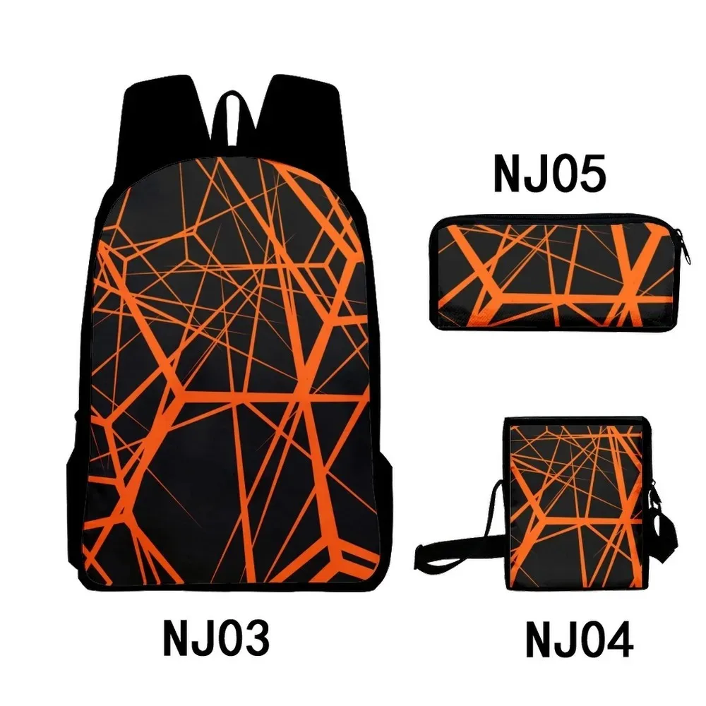 Harajuku 3d print school backpack with creative line patterns,3pcs/set,laptop bag,shoulder bag,case