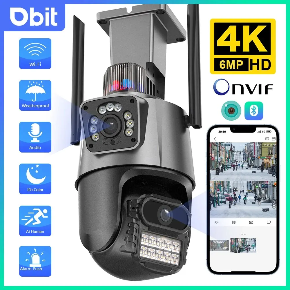 Dbit Wifi Camera 6Mp 4K Dual Lens Ip Camera Protection Telecamera Di Videosorveglianza Cctv Di Sicurezza Impermeabile